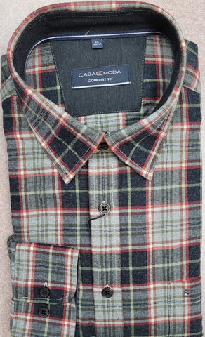 Casa Moda - Long Sleeve Lightly Brushed Cotton Shirt - Comfort Fit - 444341900