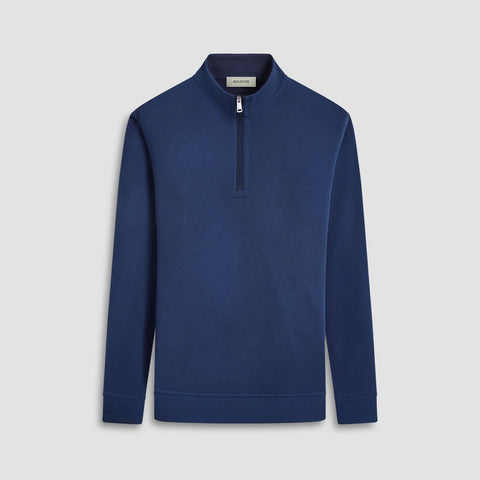 Bugatchi - Reversible Pique/Fishermen Knit Long Sleeve - Quarter Zip Mock Neck Pullover - Cotton Blend - FF2409K25