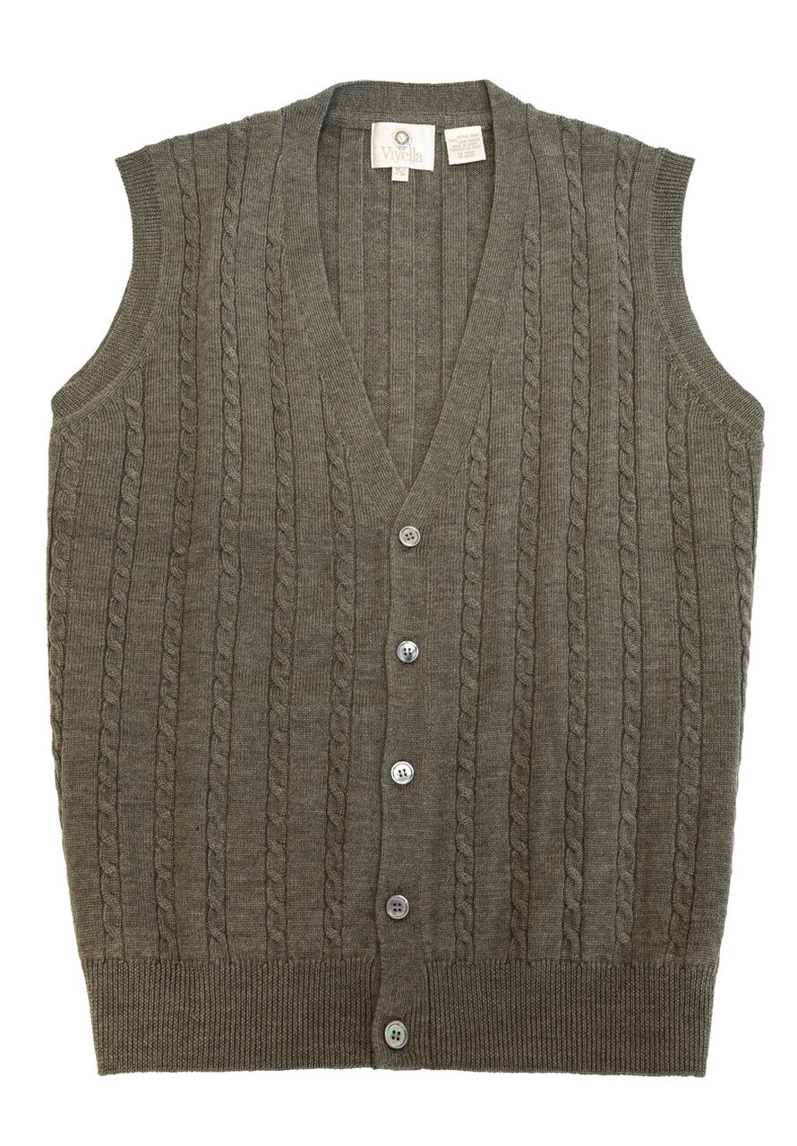 Green Ribbed Merino Wool Vest
