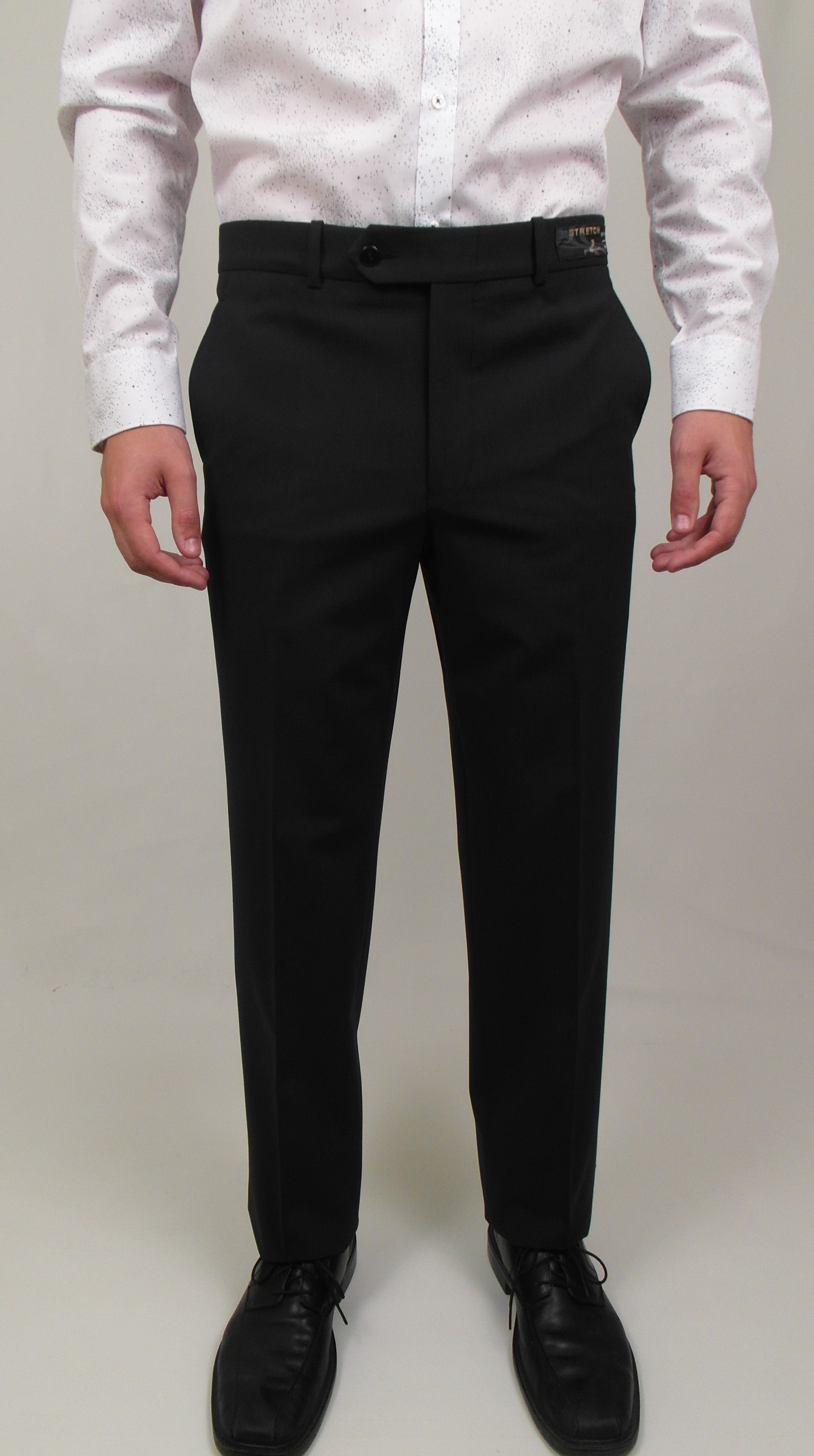 Black Flat Front Pant Polyester By Classic – Men's Clothing
