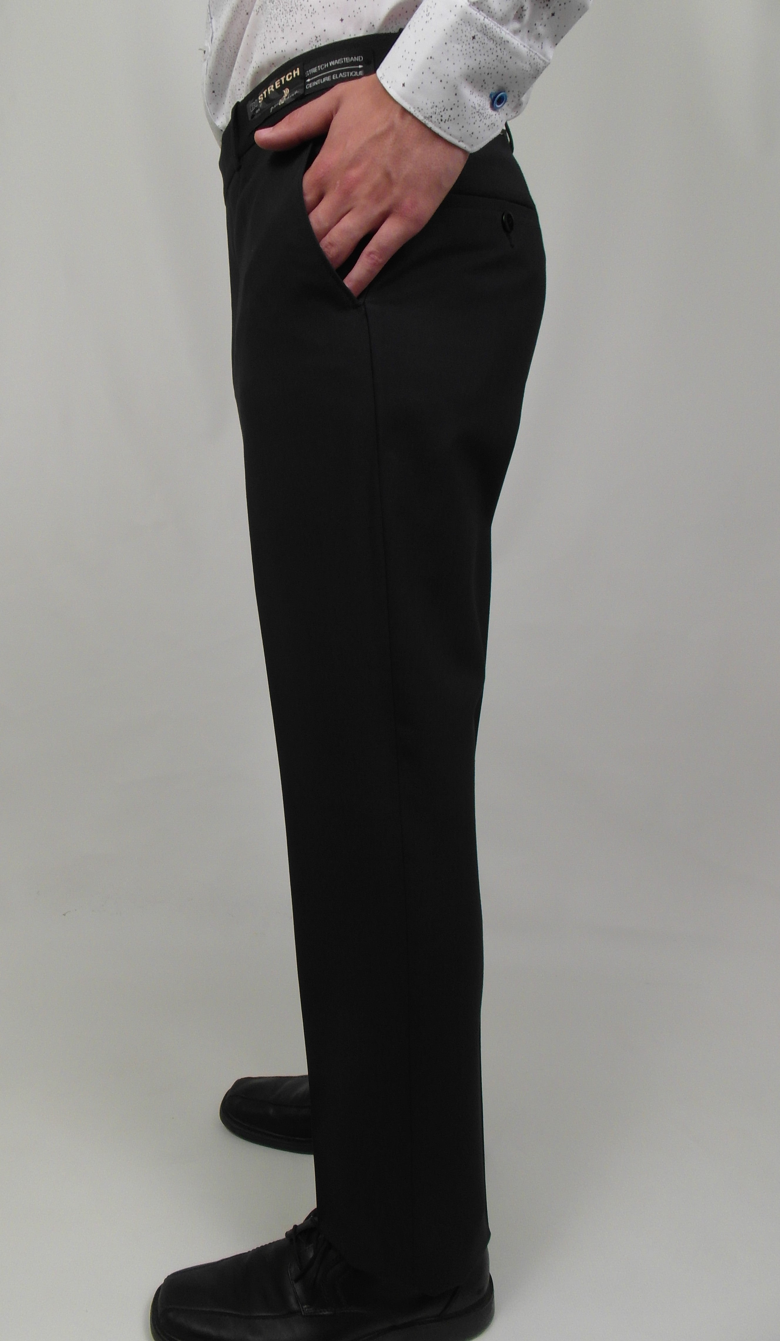 Black Flat Front Pant Polyester By Classic – Men's Clothing