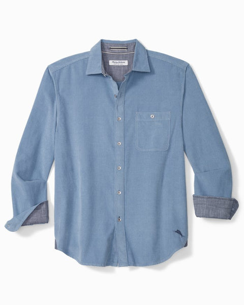 Tommy Bahama Men's Blue Swizzle Inn Chill Out Short Sleeve 100% Silk Shirt  Sz L